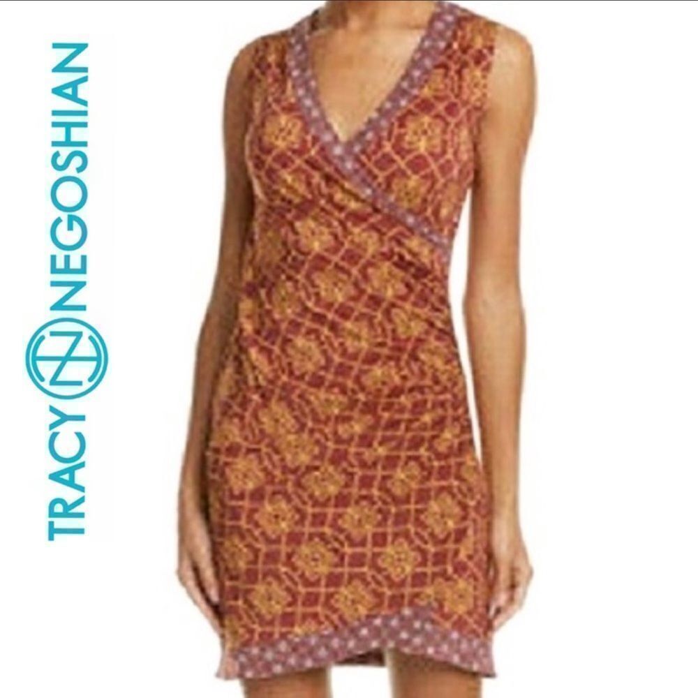 Tracey Negoshian Geo Garnet Gold Krissy Dress, Sm